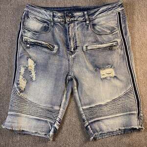 Men’s Rue 21 Jorts Distressed Blue Size 34x10 Blue
